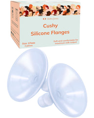IDAHO JONES smaller cushy silicone flanges 17mm closeup showing comfortable fit for sensitive nipples