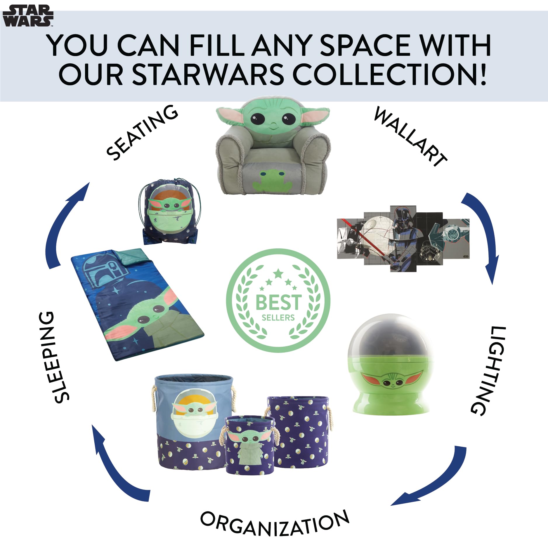 Idea Nuova star wars mandalorian hamper with The Child design and durable handles for easy transport.