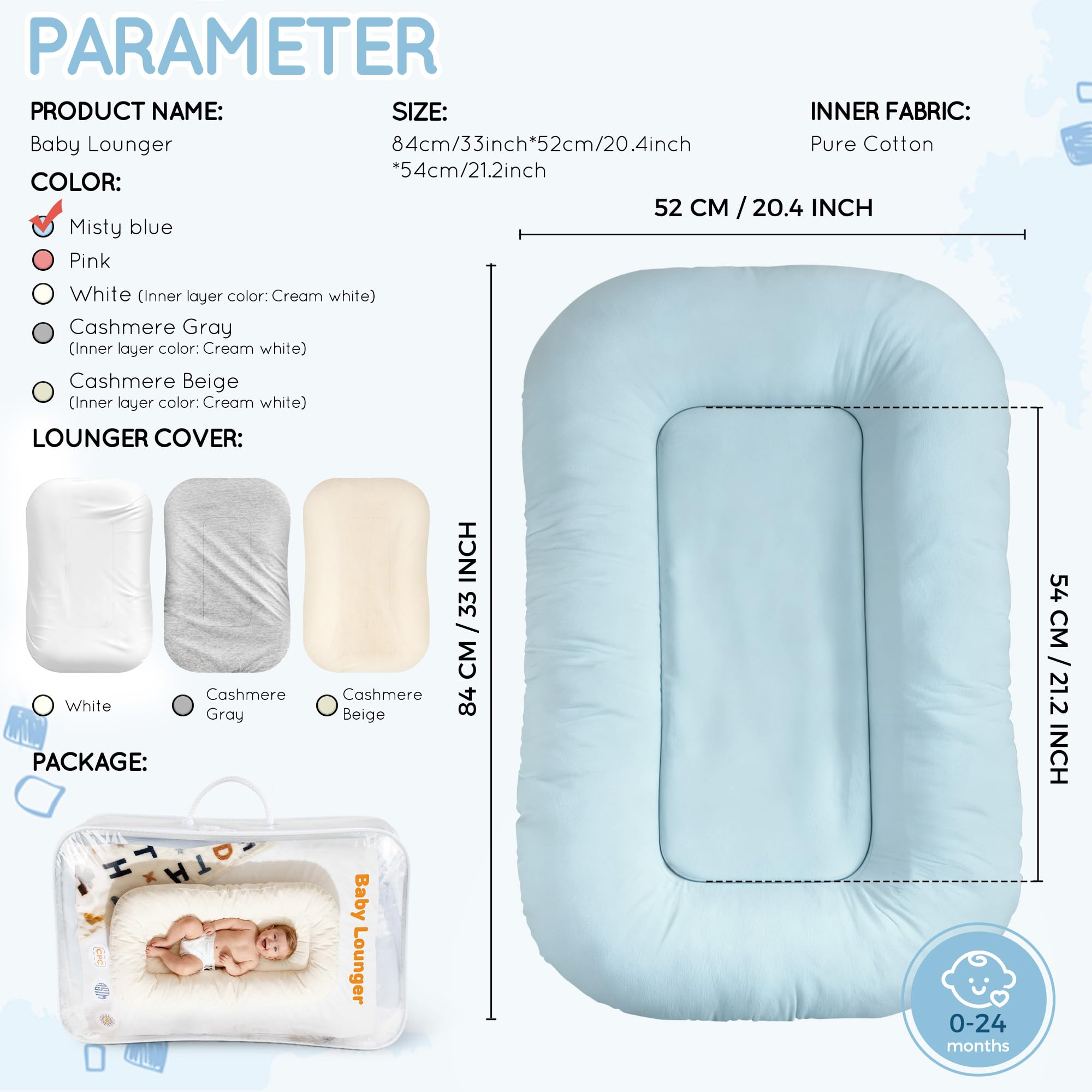Idudbid baby lounger blue outdoor play scene demonstrates versatile use.