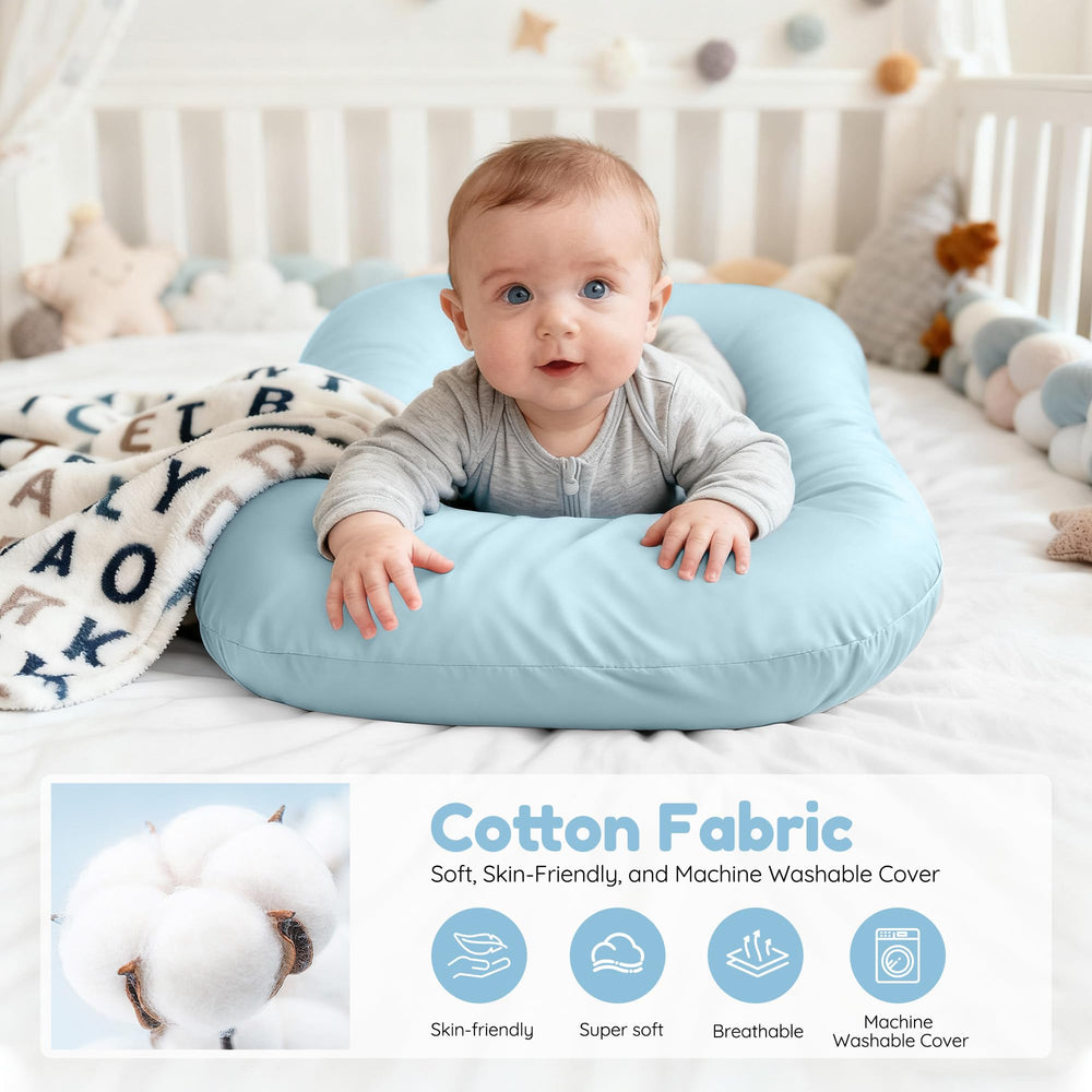 Idudbid baby lounger blue travel bag scene emphasizes lightweight use during outings.