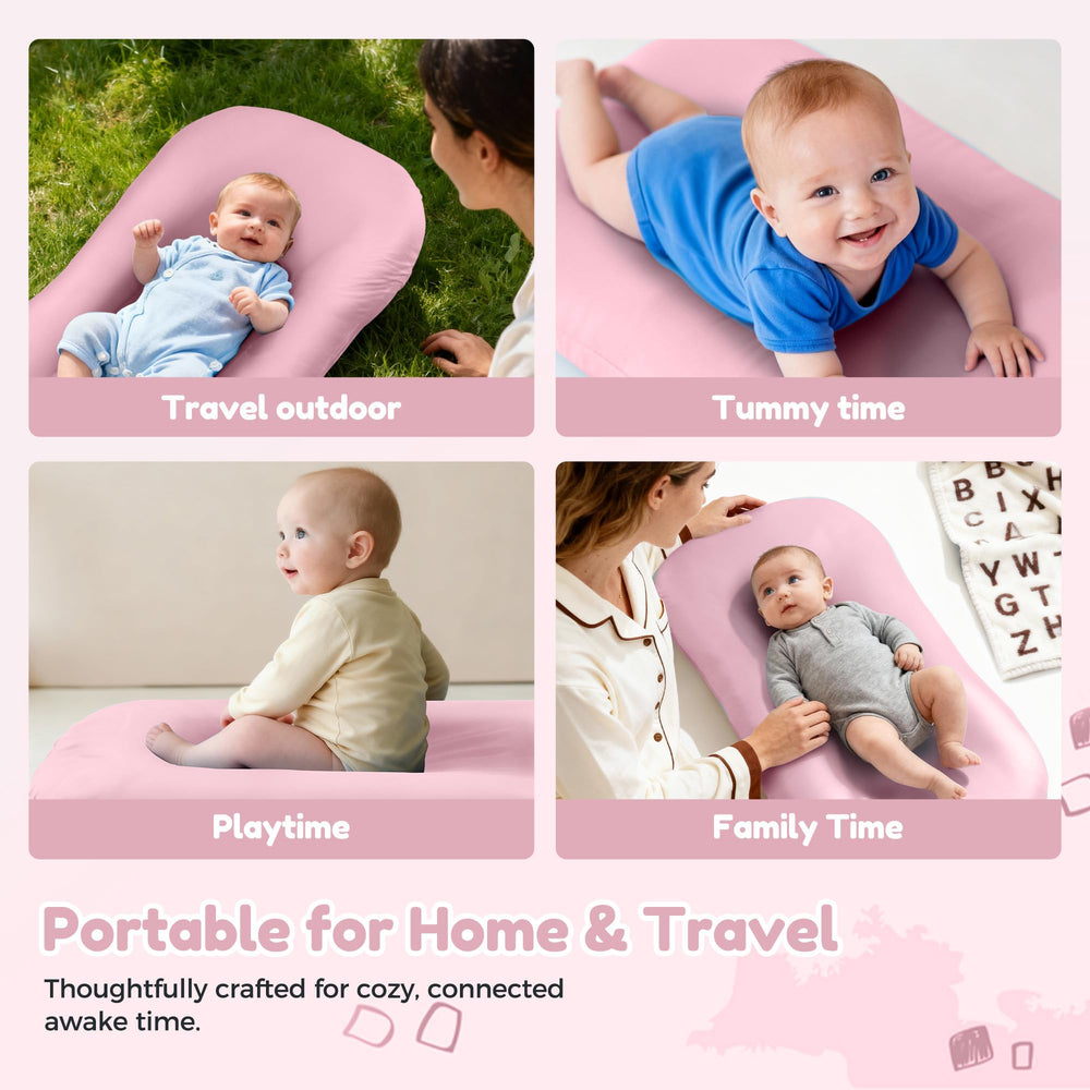 Idudbid pink baby lounger offers lightweight portability.
