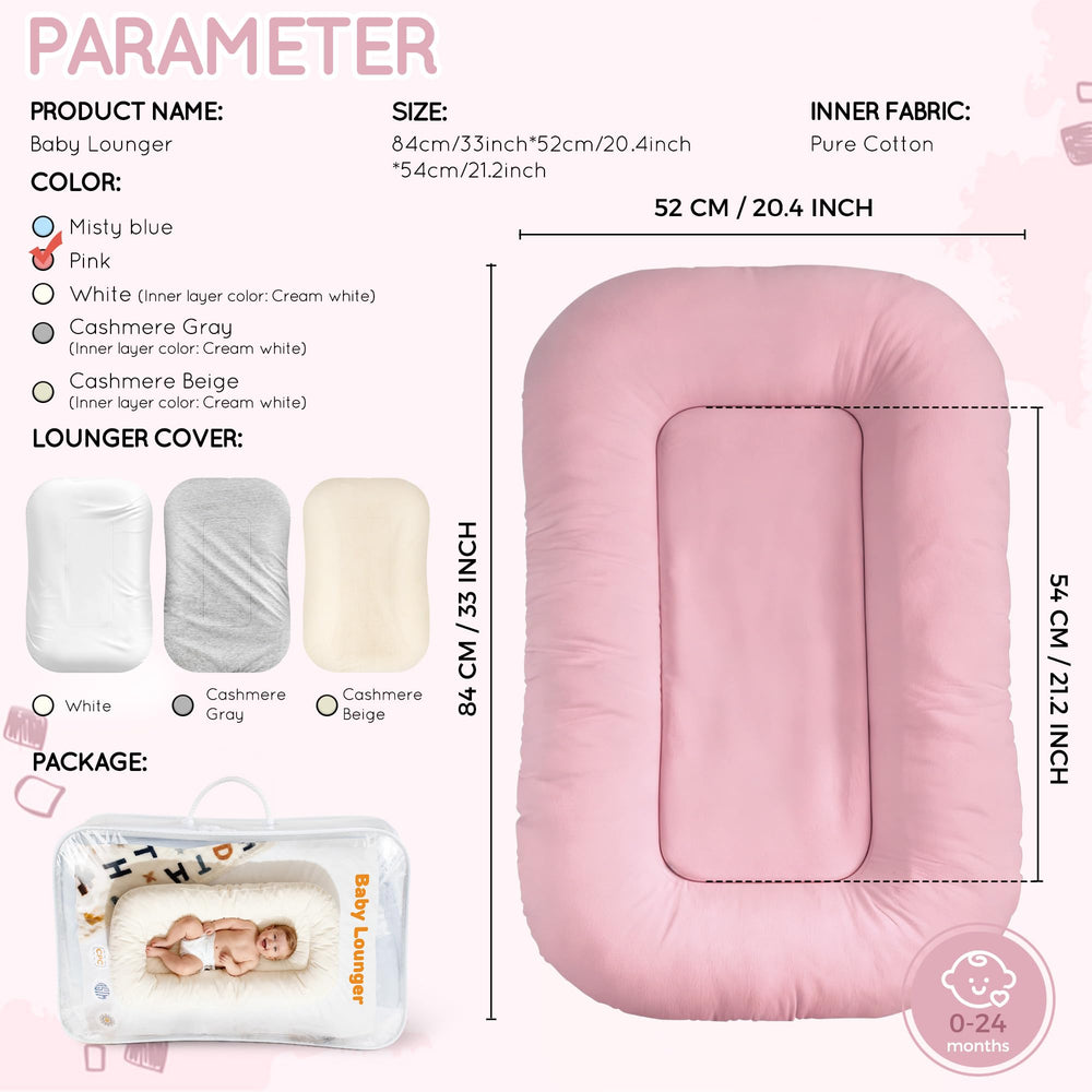 Idudbid pink baby nest supports supervised lounging during outings.
