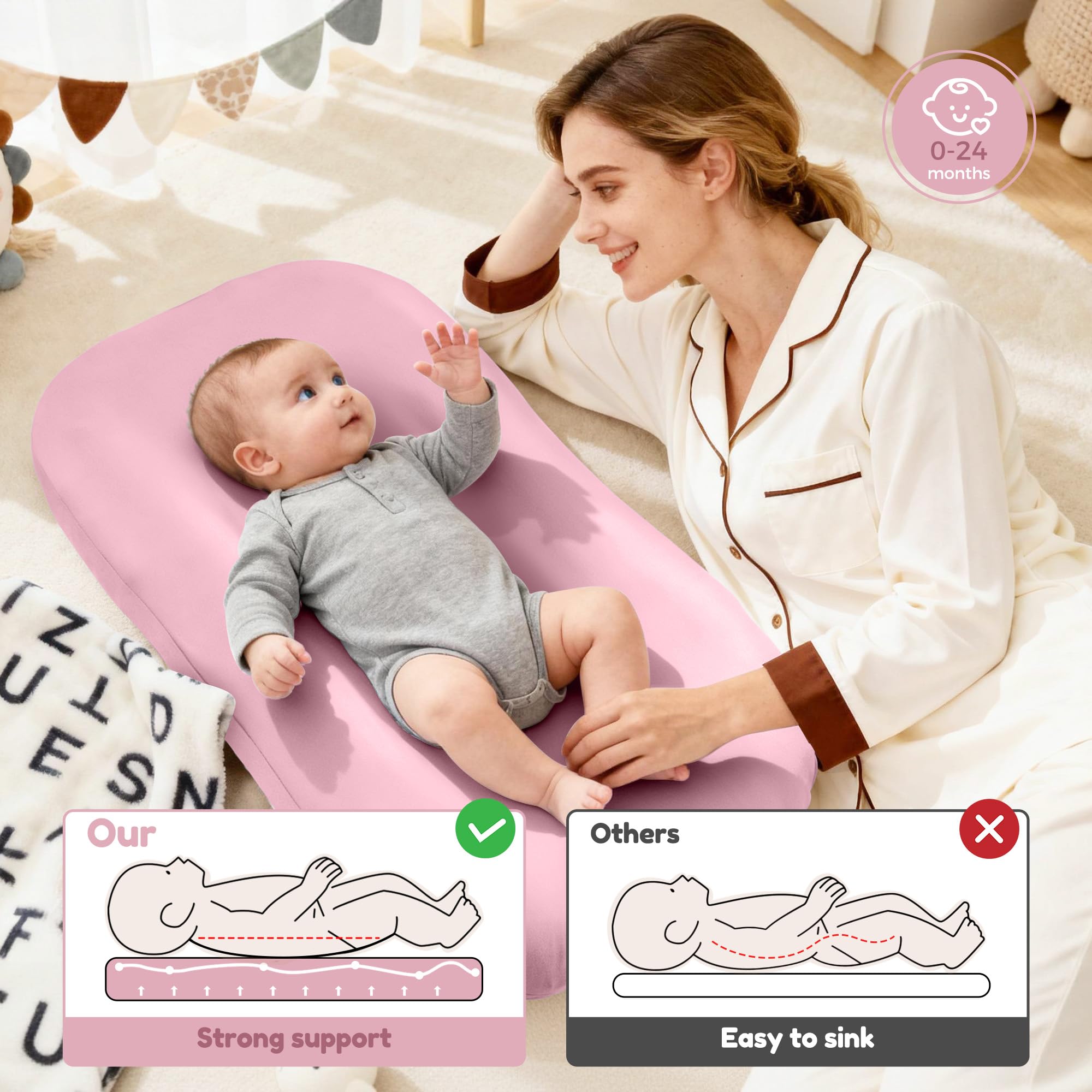 Idudbid pink nest uses breathable cotton for comfort.