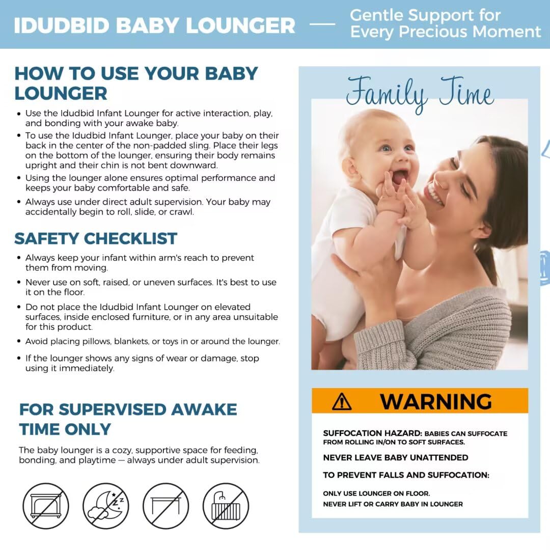 Idudbid baby lounger portable compact design ideal for travel and small spaces