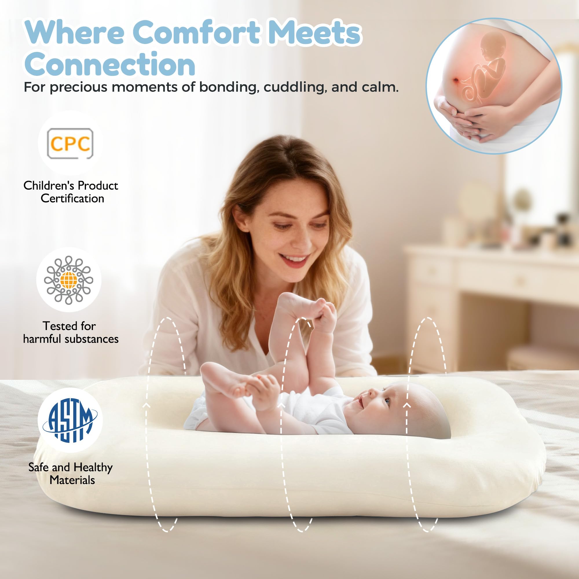 Idudbid baby lounger removable cover highlights easy machine-wash cleanup after little messes