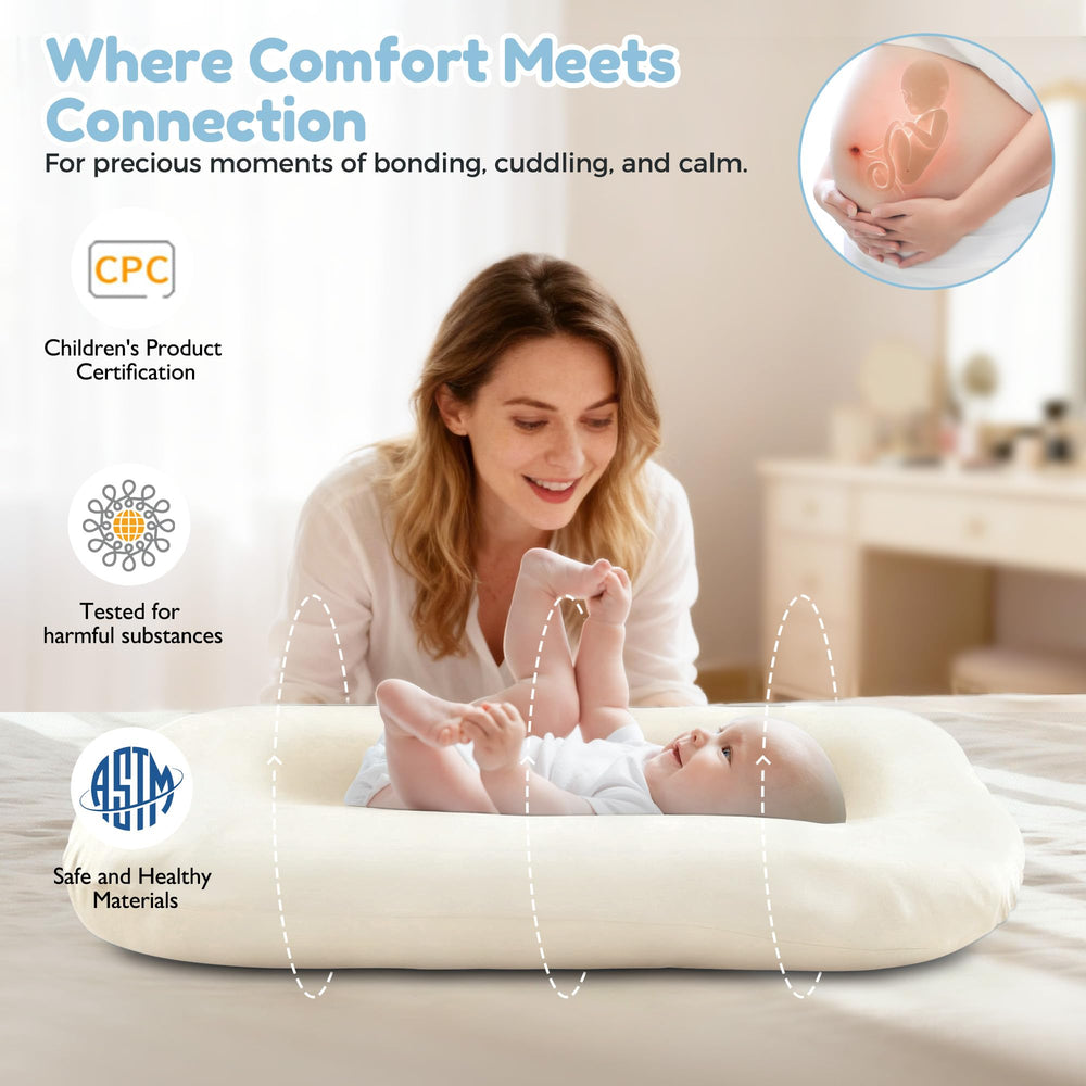 Idudbid baby lounger removable cover highlights easy machine-wash cleanup after little messes
