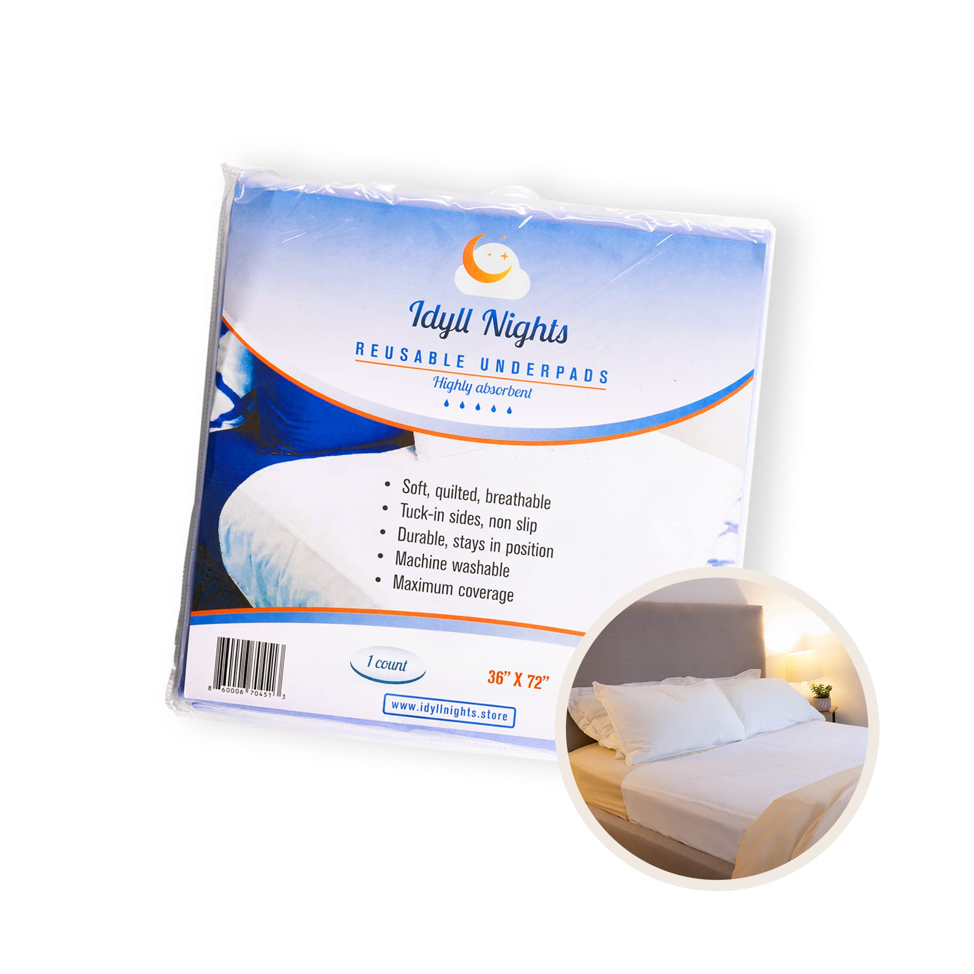 Idyll Nights bed pad side tucks closeup demonstrating secure placement.
