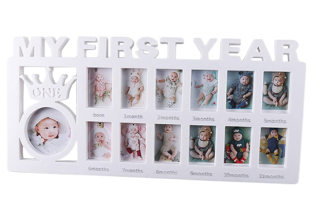 iEasey First Year Frame 13-opening collage displays monthly memories for a complete baby year.