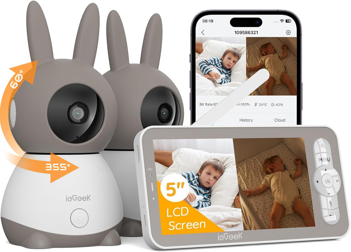 ieGeek 2K split-screen left camera view for simultaneous room monitoring