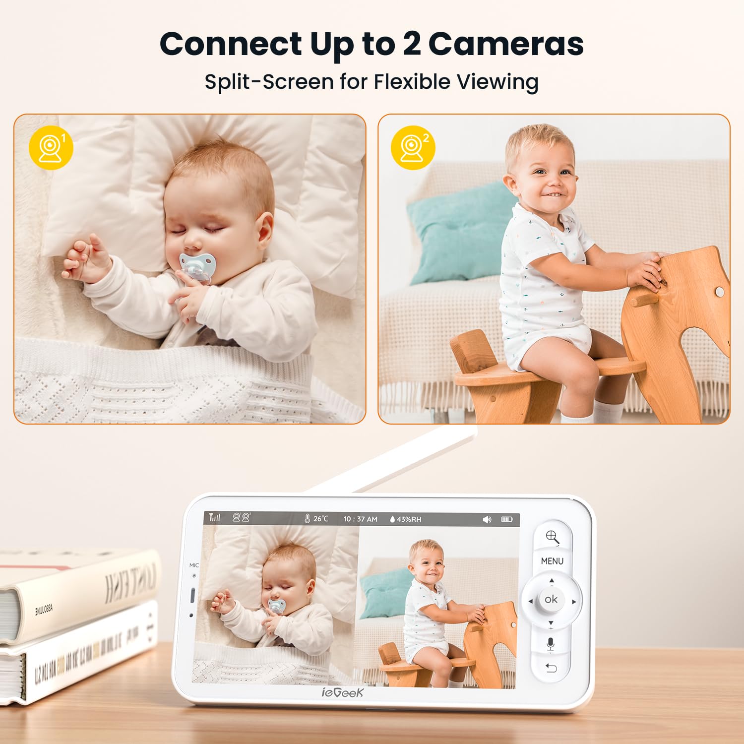 ieGeek monitor demonstrates auto-tracking and 4x zoom for detailed nursery checks