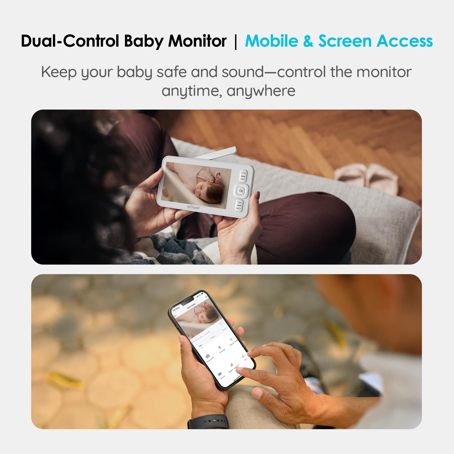 ieGeek baby monitor night vision provides clear footage in darkness.