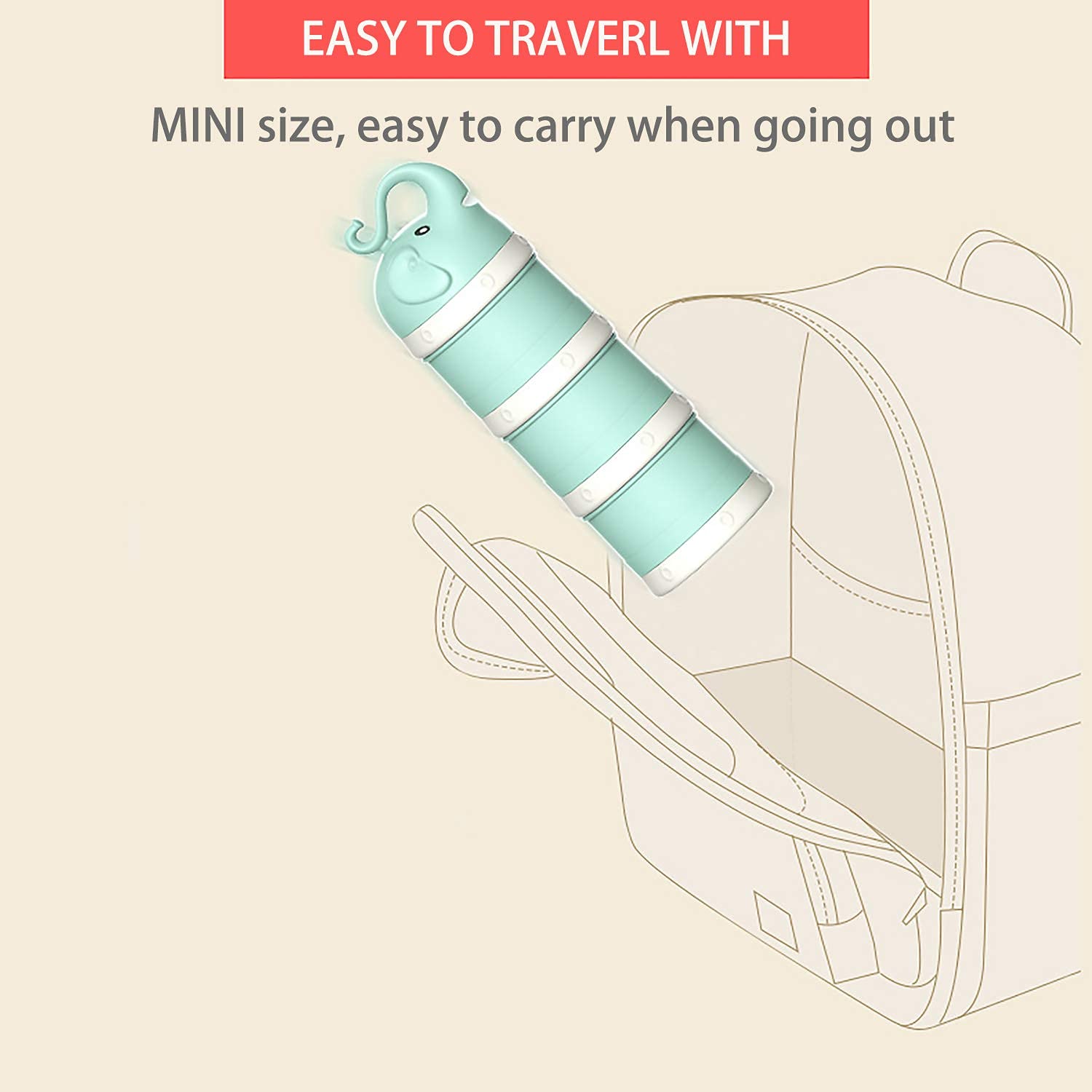 IENYPA travel-friendly formula dispenser ideal for outings and feeds.