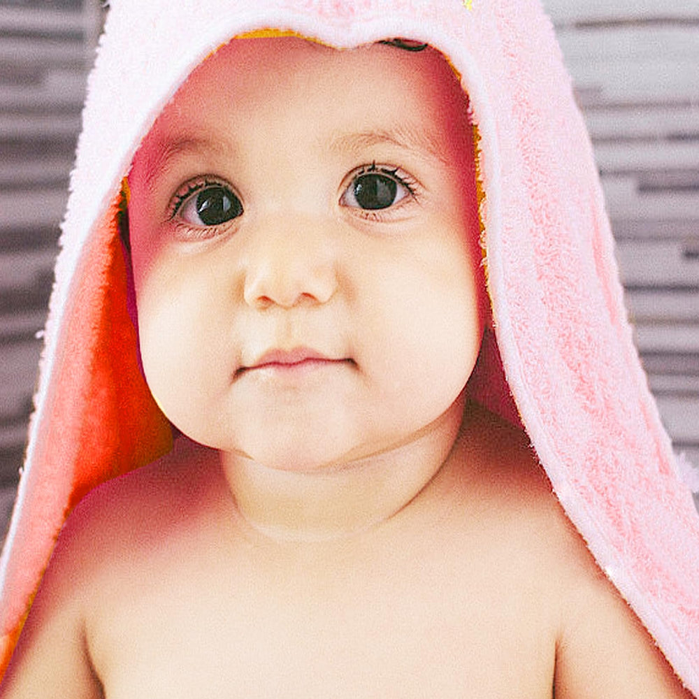 IFaryMes hooded towel during bath time, durable and easy to care.