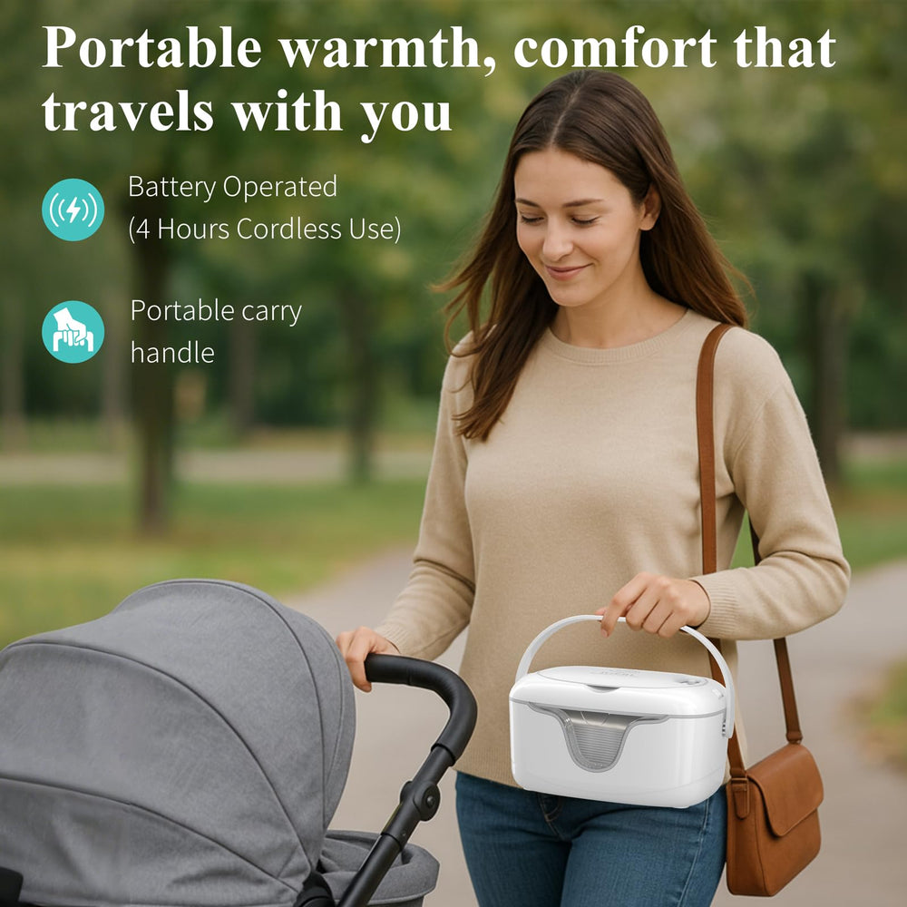 IGERI cordless battery-operated wipe warmer for car trips.