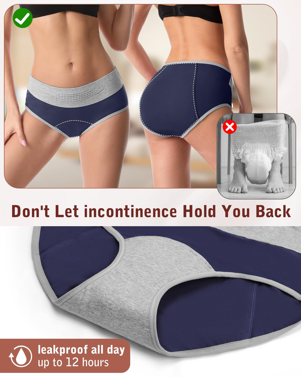 IGOLUMON leakproof four-layer core delivers dependable absorption and day-long comfort.