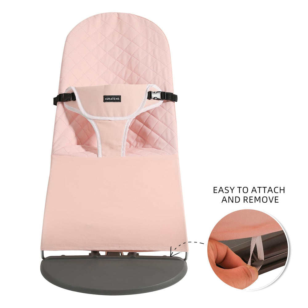 iGRATENS 100% cotton cover pink designed for gentle baby bouncer use.