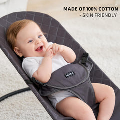 iGRATENS baby bouncer cover cotton soft uses skin-friendly material for baby comfort.