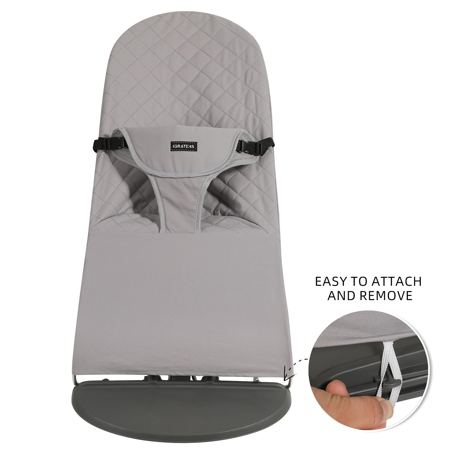 iGRATENS cotton fabric delivers a soft touch for baby bouncer sessions.