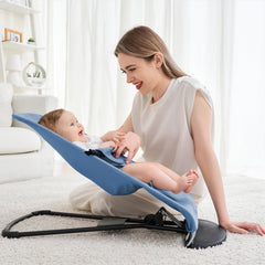 Machine washable cover blue by iGRATENS keeps bouncer hygienic between uses.
