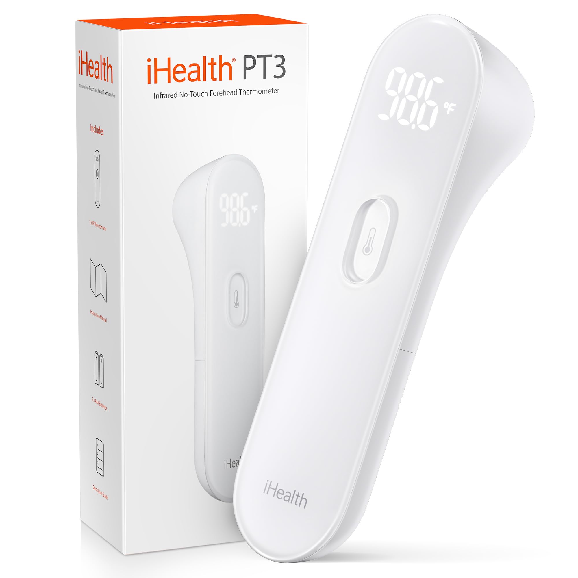 iHealth PT3 no-contact forehead thermometer for quick family screenings.