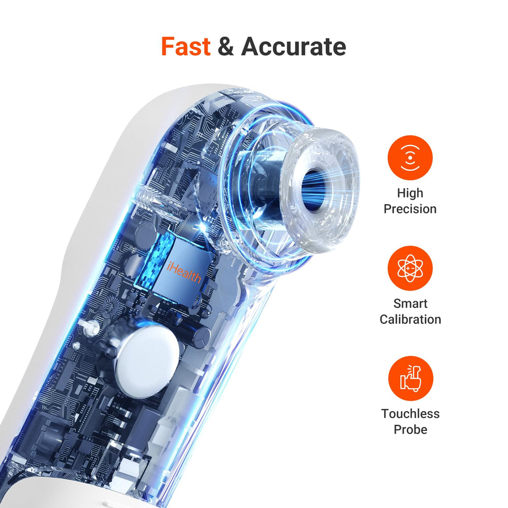 iHealth PT9L fever alarm and silent mode for discreet monitoring.