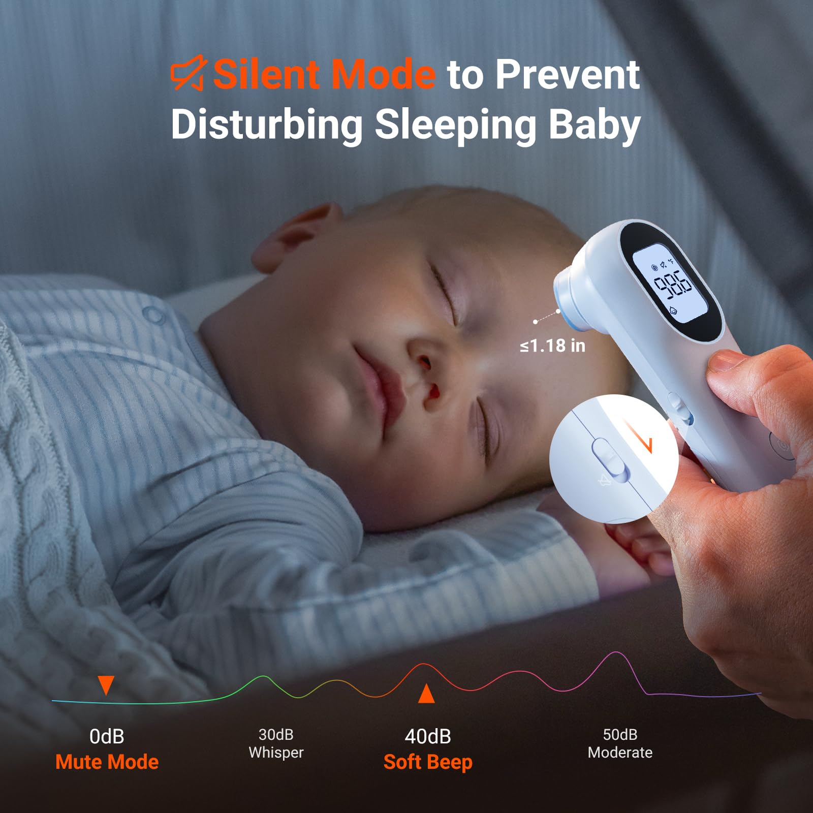 iHealth PT9L silent mode for whisper-quiet operation at night.
