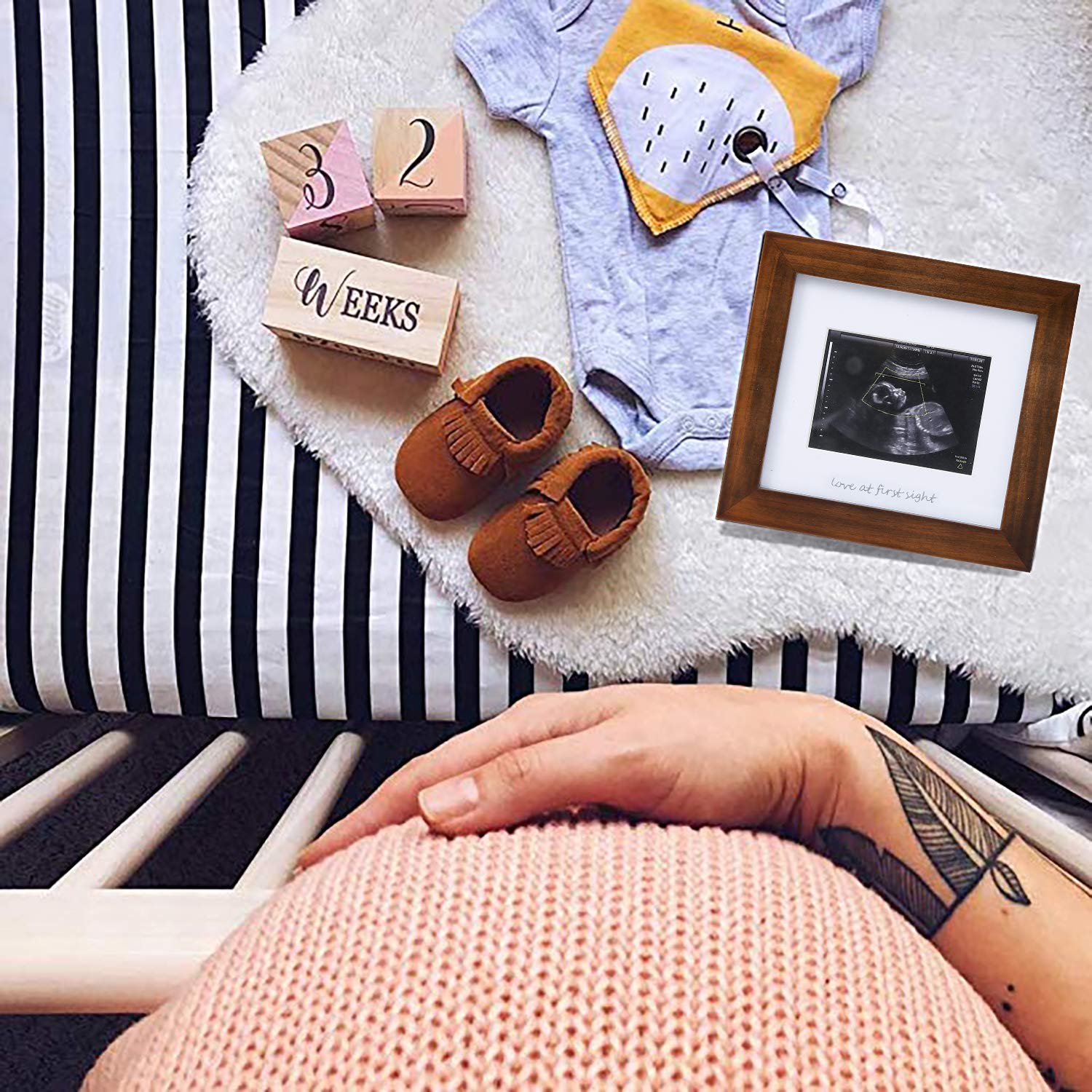 IHEIPYE Baby Sonogram Frame on nursery table as thoughtful baby shower gift