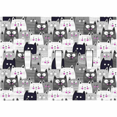 Ihsourgnitnem cat face switch plate, whimsical grey design for kids' bedrooms