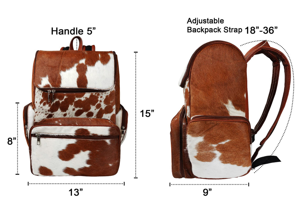 III-Fashions cowhide hair backpack adjustable strap enables comfy carry.