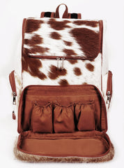 III-Fashions cowhide hair backpack with YKK zipper emphasizes durable, smooth opening for daily use.