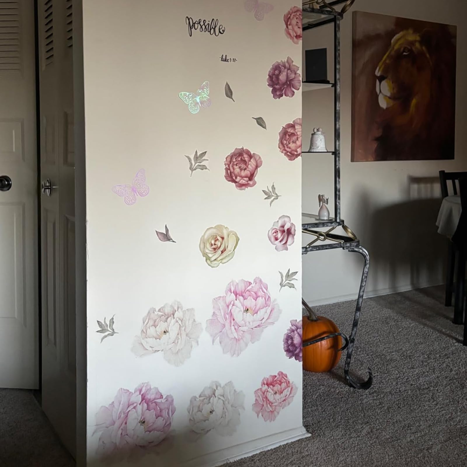 iinuu 15-piece peony decal set suits apartments and rental homes