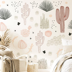 iinuu cactus wall sticker bedroom: easy-to-apply decor for a cozy, plant-inspired retreat