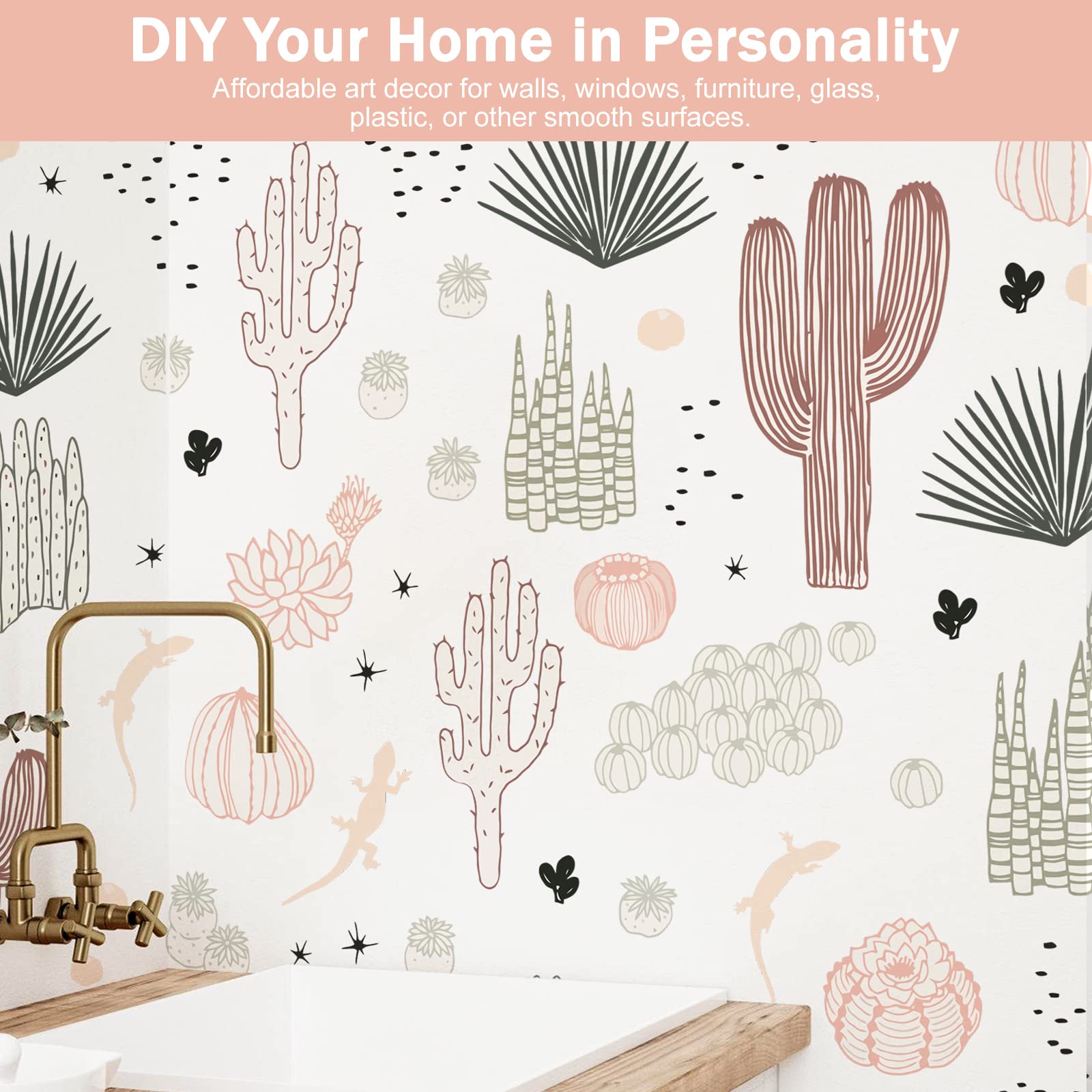 iinuu cactus wall sticker classroom: durable vinyl decor that stays put and cleans easily
