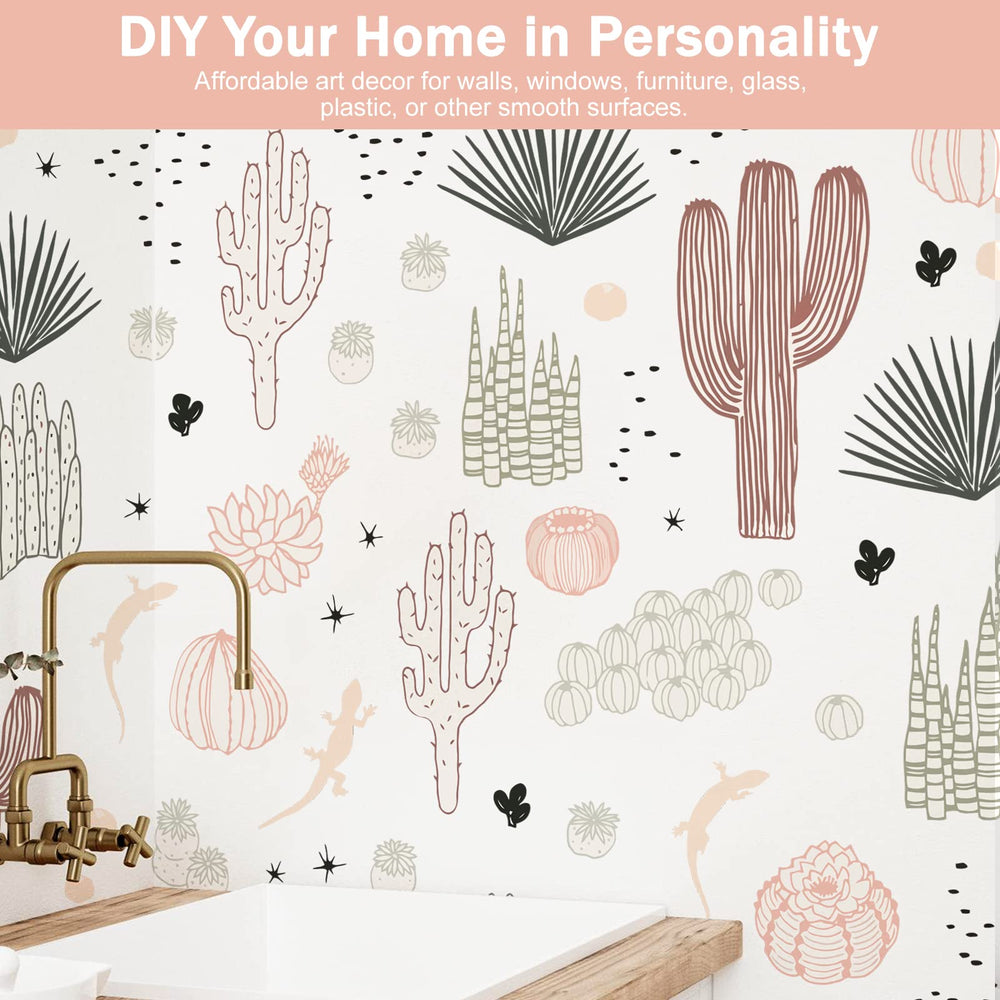 iinuu cactus wall sticker classroom: durable vinyl decor that stays put and cleans easily