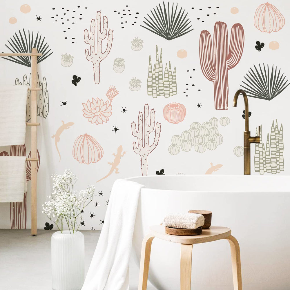 iinuu cactus wall sticker diy-ready: repositionable, mess-free installation for creative layouts