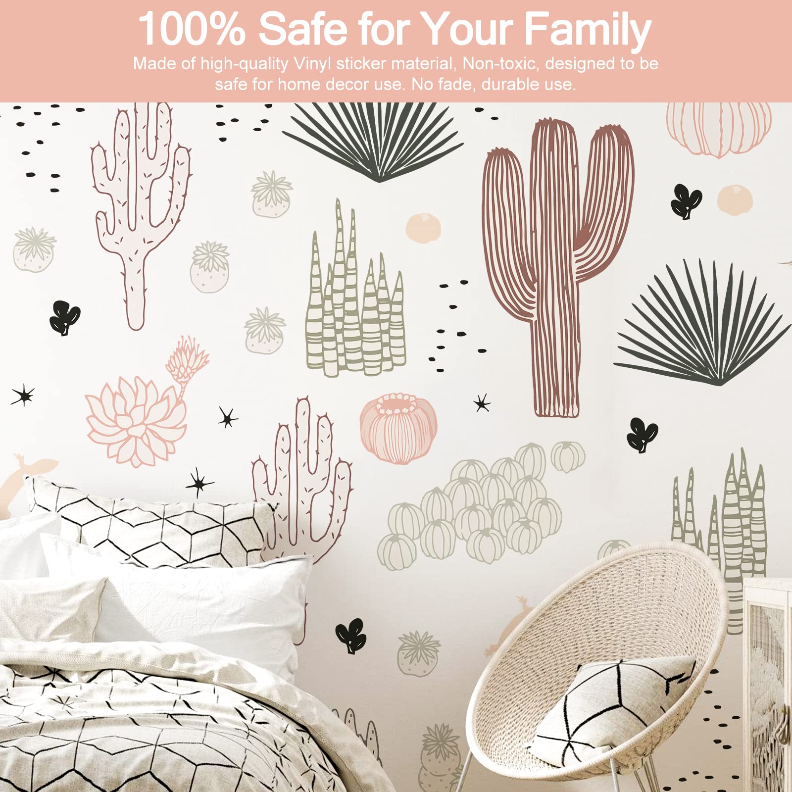 iinuu cactus wall sticker nursery: gentle, playful decor sparks imagination