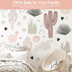 iinuu cactus wall sticker nursery: gentle, playful decor sparks imagination