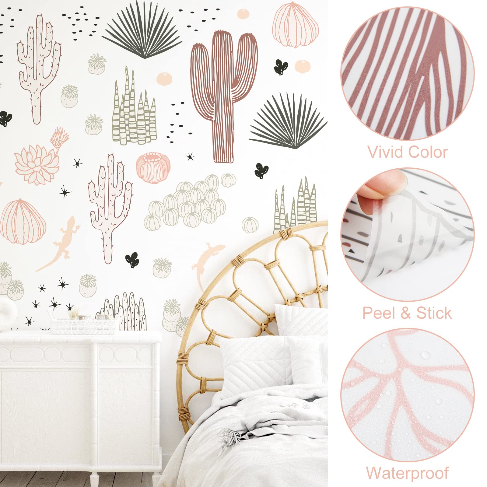 iinuu cactus wall sticker varied sizes: mix and match for a custom desert scene