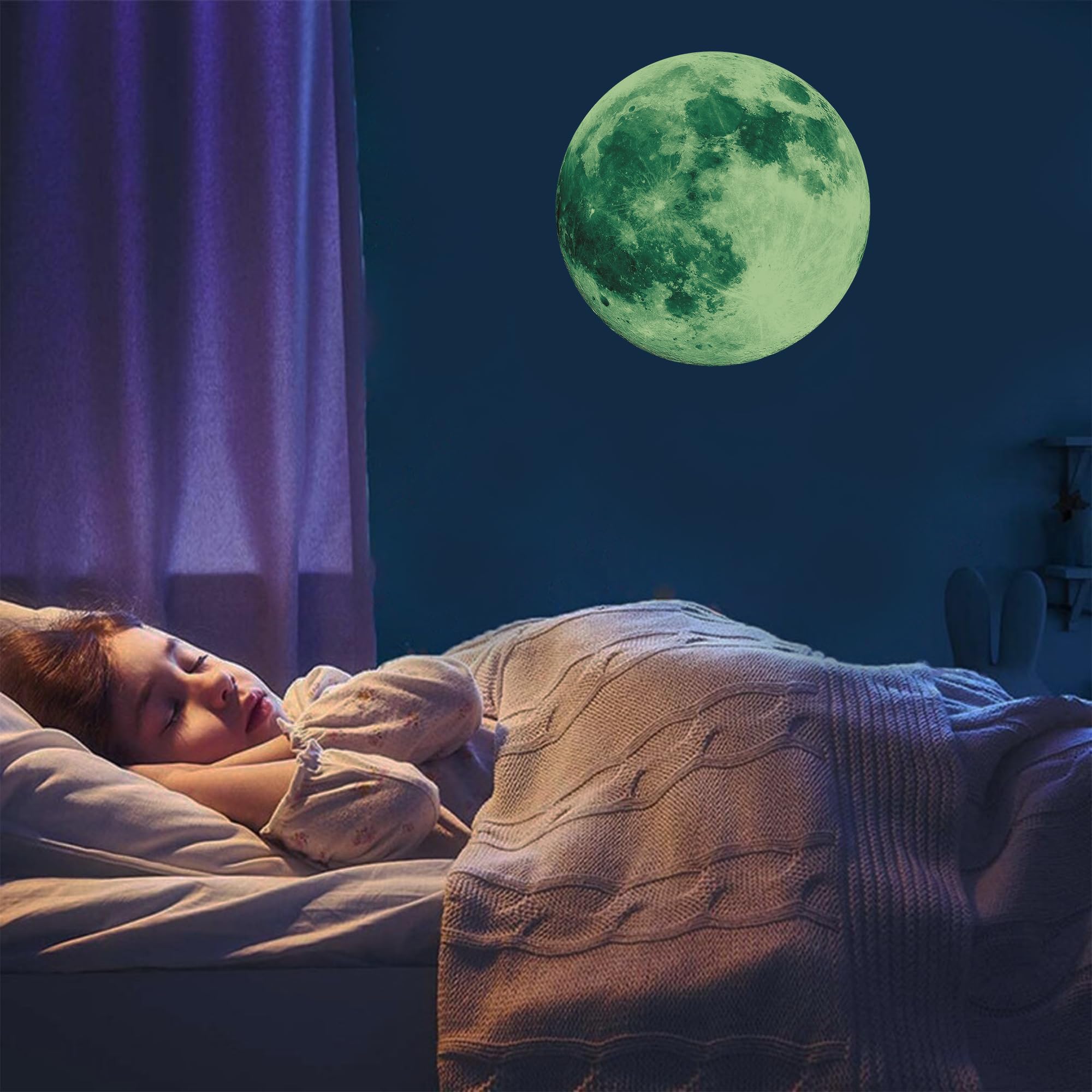 iinuu green ceiling moon sticker brightens rooms with a playful glow.