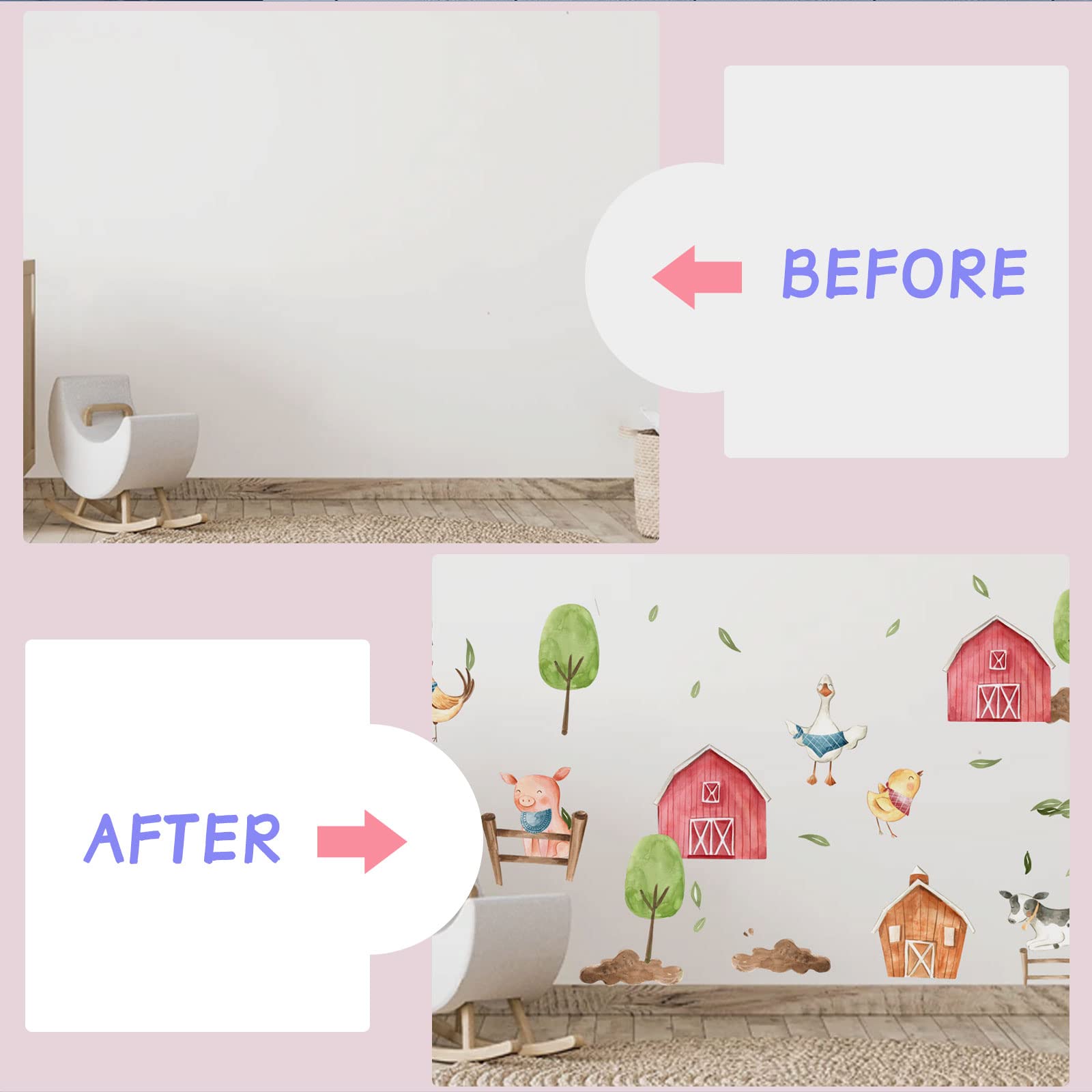iinuu Farm Animals wall decals are removable and re-stickable without wall damage.