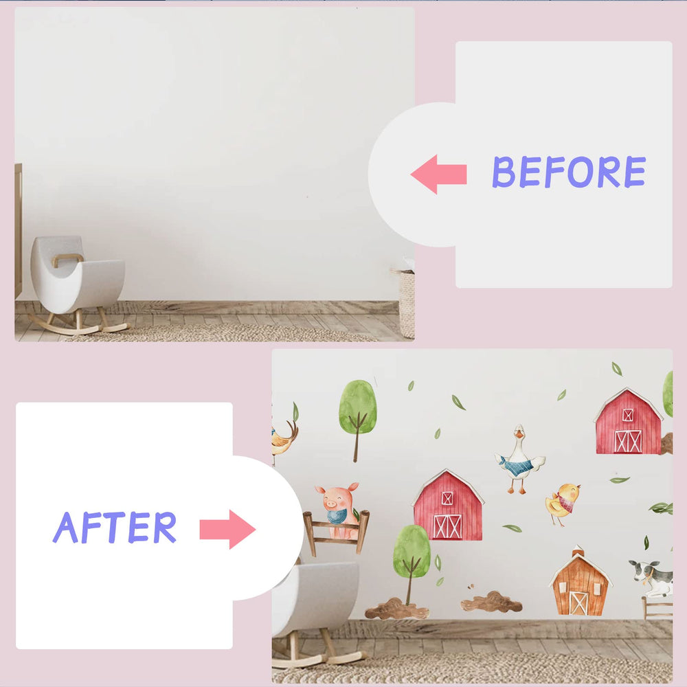 iinuu Farm Animals wall decals are removable and re-stickable without wall damage.