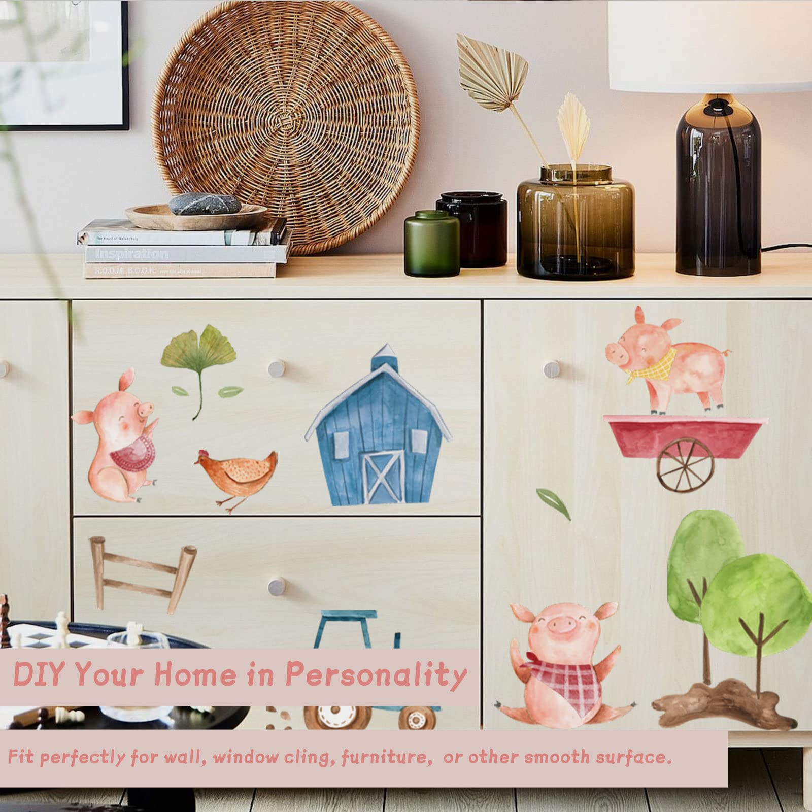 iinuu Farm Animals wall decals use durable vinyl with easy repositioning for quick decor changes.