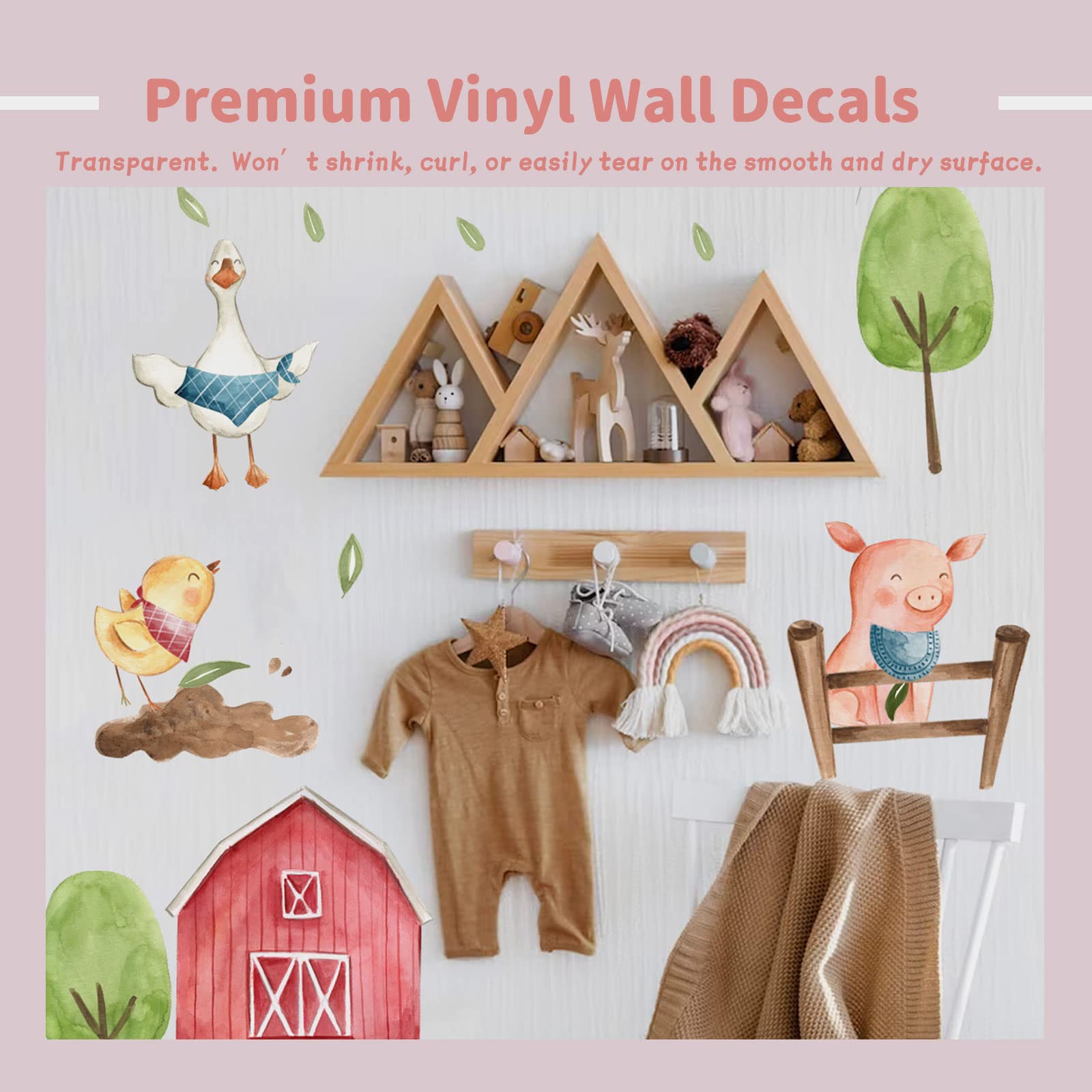 iinuu Watercolor farm wall decals with two sheets ready to transform playroom walls.