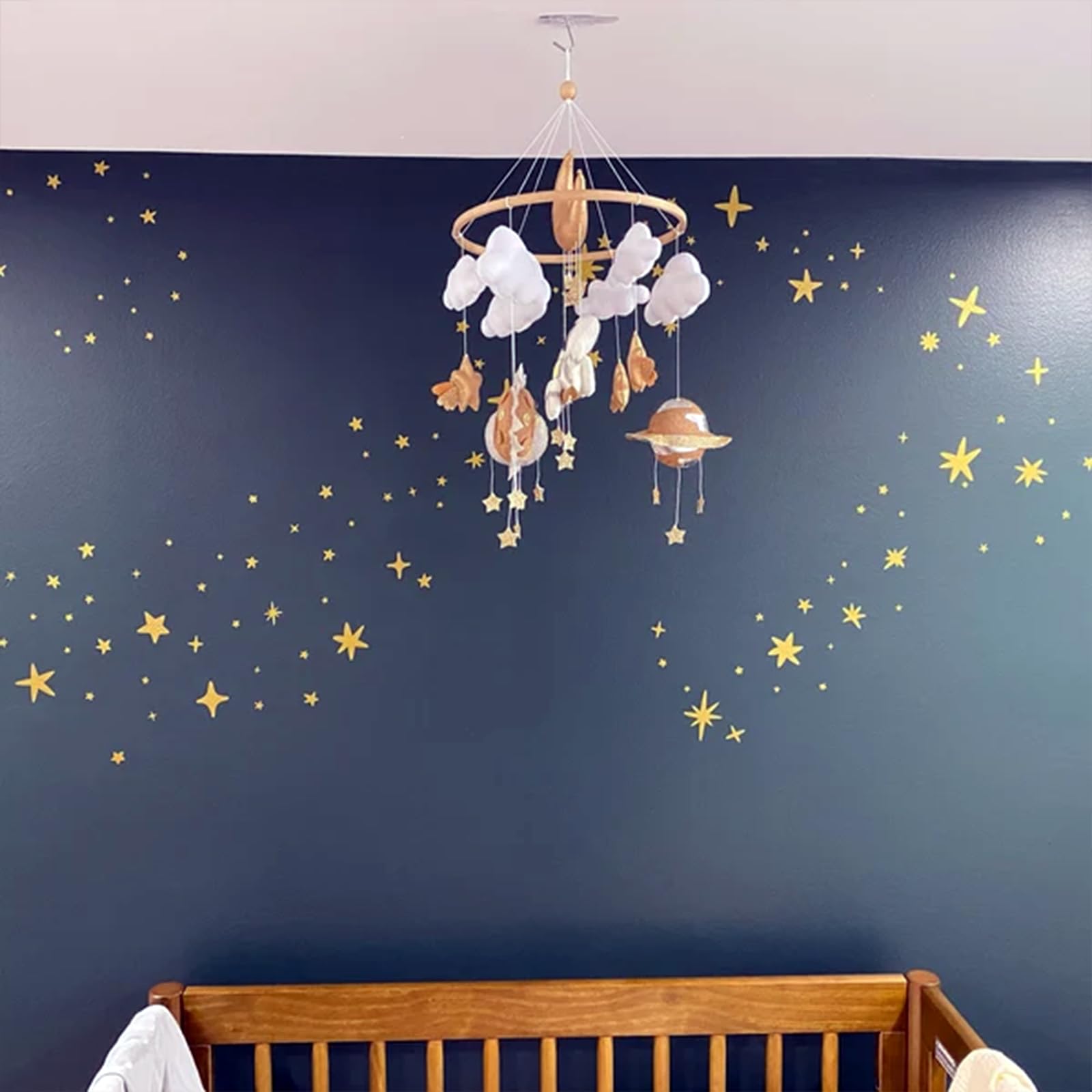 iinuu golden stars peel-and-stick application on wall with damage-free removal
