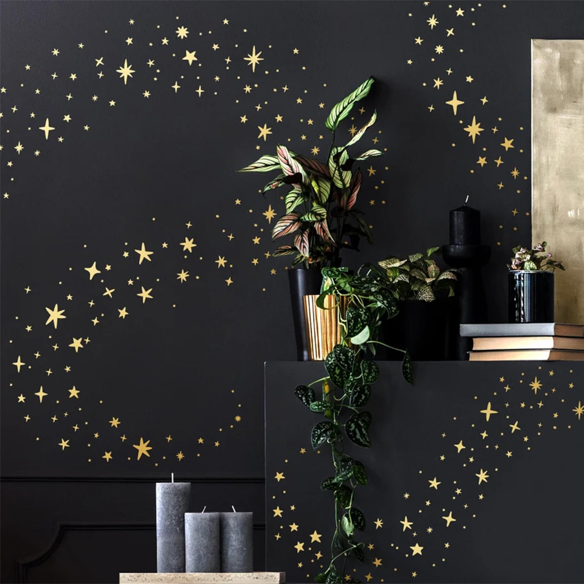 iinuu golden stars wall decal for celestial nursery decor, easy to apply