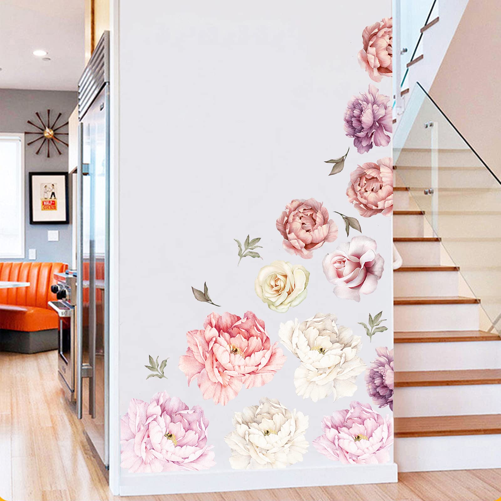 iinuu large floral wall decals peonies brighten spaces without damaging paint