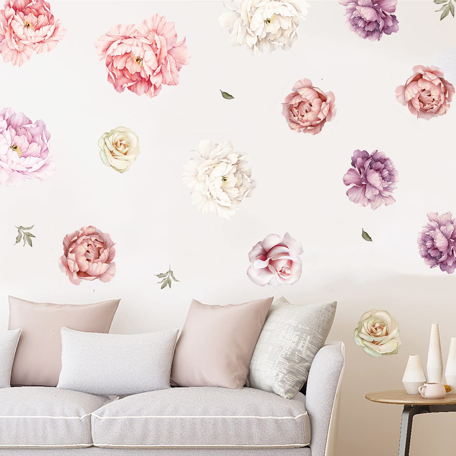 iinuu nursery wall decals with peonies add gentle, soothing visuals