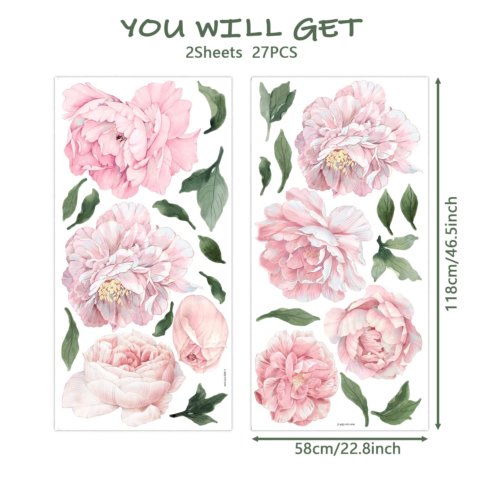 iinuu peony decals easy peel and stick on clean walls