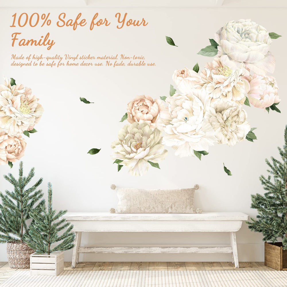 iinuu Peony vinyl wall art for kids room adds gentle elegance and easy removal.