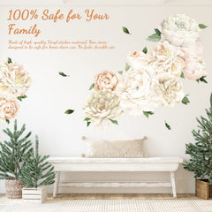 iinuu Peony vinyl wall art for kids room adds gentle elegance and easy removal.